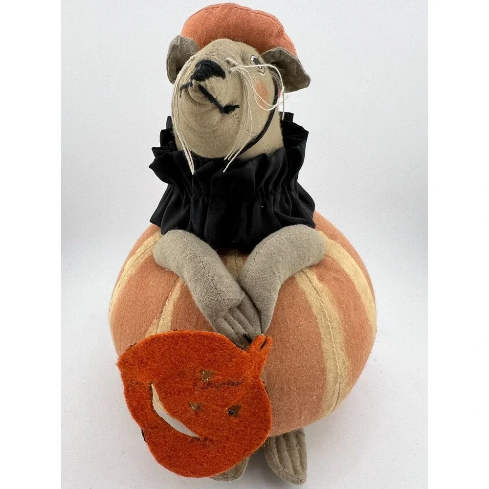 Halloween Primitive‎ Vintage Stuffed Pumpkin Mousse Sand Filled Base